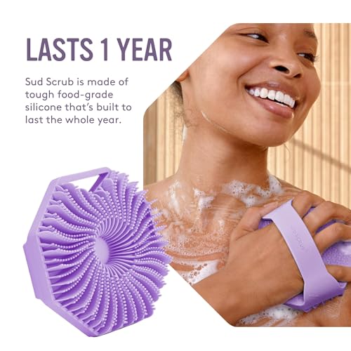 Sud Scrub® Antimicrobial Silicone Body Scrubber, Exfoliating Body Scrubber for Sensitive Skin, Eco Friendly Shower Scrubber for Body, Silicone Body Brush for Showering, Purple - Image 4