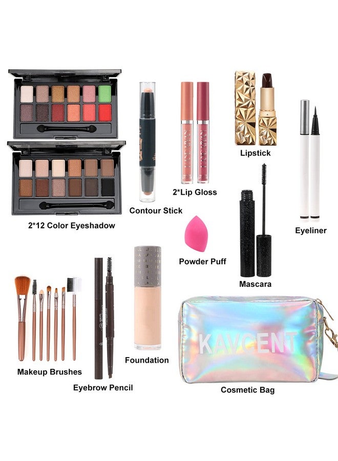 KAVCENT Makeup Kits Makeup Set Makeup Kit For Women Full Kit Makeup Sets For Teens Teenagers Eyeshadow Palettelip Glossfoundationmascaraeyelinercontour Stickmakeup Brushescosmetic Bag - Image 3