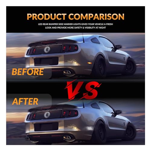 DERMOKA LED Side Marker Lights Rear Bumper Fender White Parking Lamps for 2010-2014 Ford Mustang 2PCS, Smoked Len - Image 4