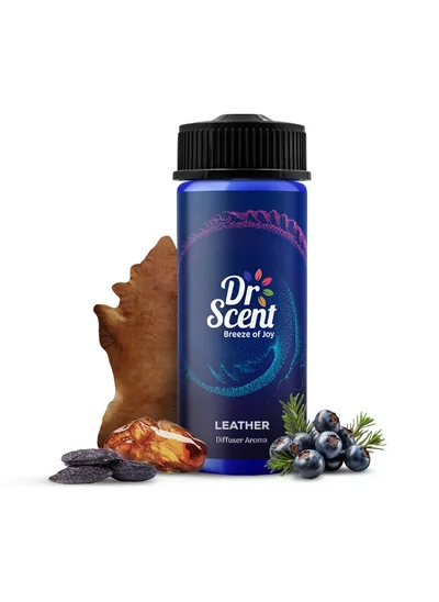 Dr Scent Breeze of Joy, Diffuser Aroma Leather Feel the Distinctive Notes of dry wood, juniper berries, and mate, with a hint of amber. (170ml)