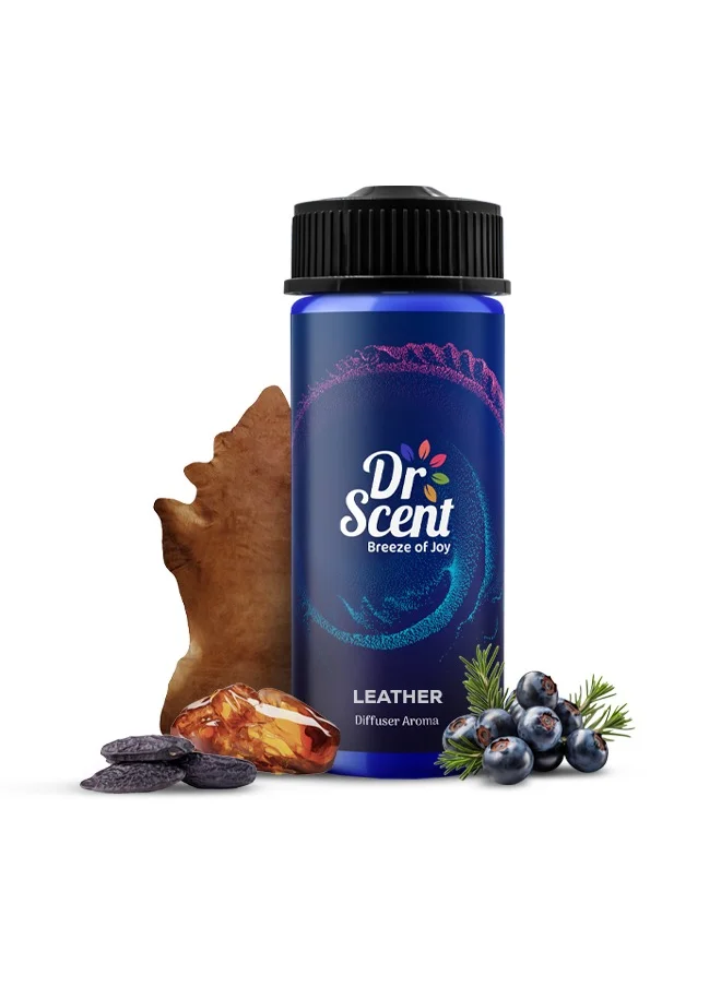 Dr Scent Breeze of Joy, Diffuser Aroma Leather Feel the Distinctive Notes of dry wood, juniper berries, and mate, with a hint of amber. (170ml)