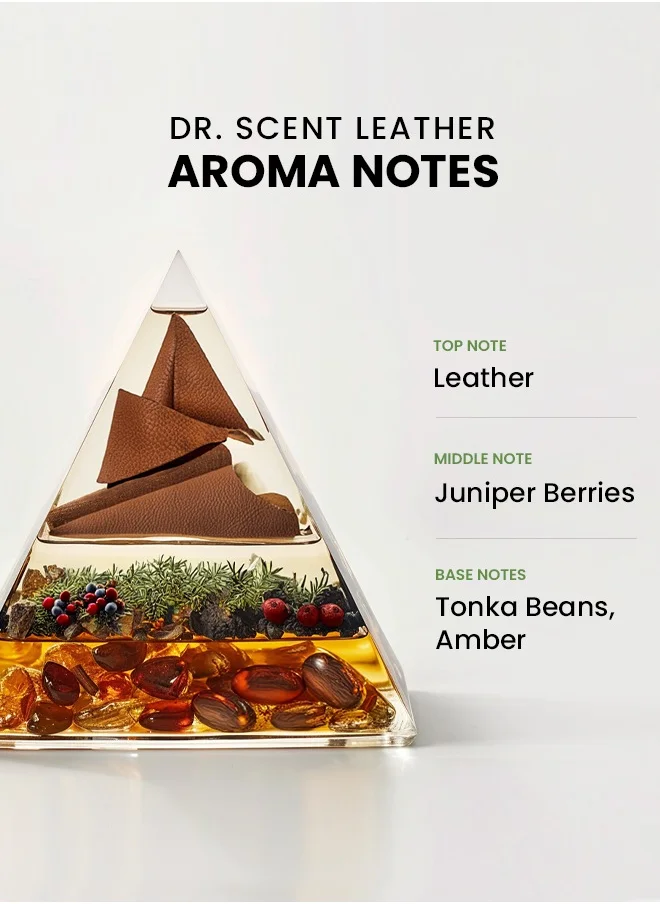 Dr Scent Breeze of Joy, Diffuser Aroma Leather Feel the Distinctive Notes of dry wood, juniper berries, and mate, with a hint of amber. (170ml)