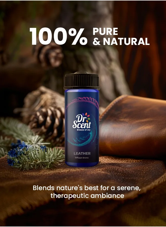 Dr Scent Breeze of Joy, Diffuser Aroma Leather Feel the Distinctive Notes of dry wood, juniper berries, and mate, with a hint of amber. (170ml)