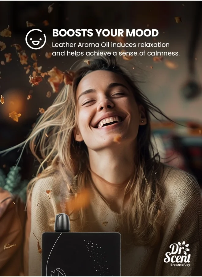 Dr Scent Breeze of Joy, Diffuser Aroma Leather Feel the Distinctive Notes of dry wood, juniper berries, and mate, with a hint of amber. (170ml)
