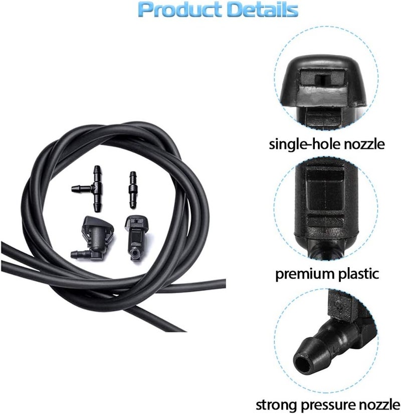 A ABIGAIL Front Windshield Washer Nozzles Kit for 2007-2011 Ford Edge, 2007-2010 Lincoln MKX Base Sport Premium Sport Replaces OEM # 7T4Z-17603-A Washer Jet and Fluid Hose with Connector - Image 3