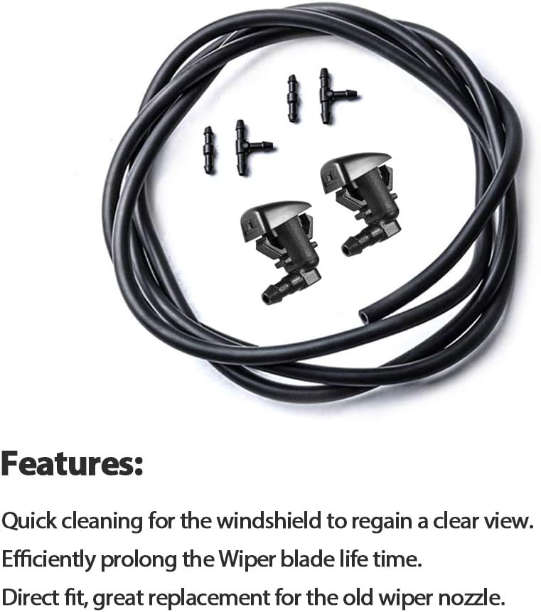 A ABIGAIL Front Windshield Washer Nozzles Kit for 2007-2011 Ford Edge, 2007-2010 Lincoln MKX Base Sport Premium Sport Replaces OEM # 7T4Z-17603-A Washer Jet and Fluid Hose with Connector - Image 2