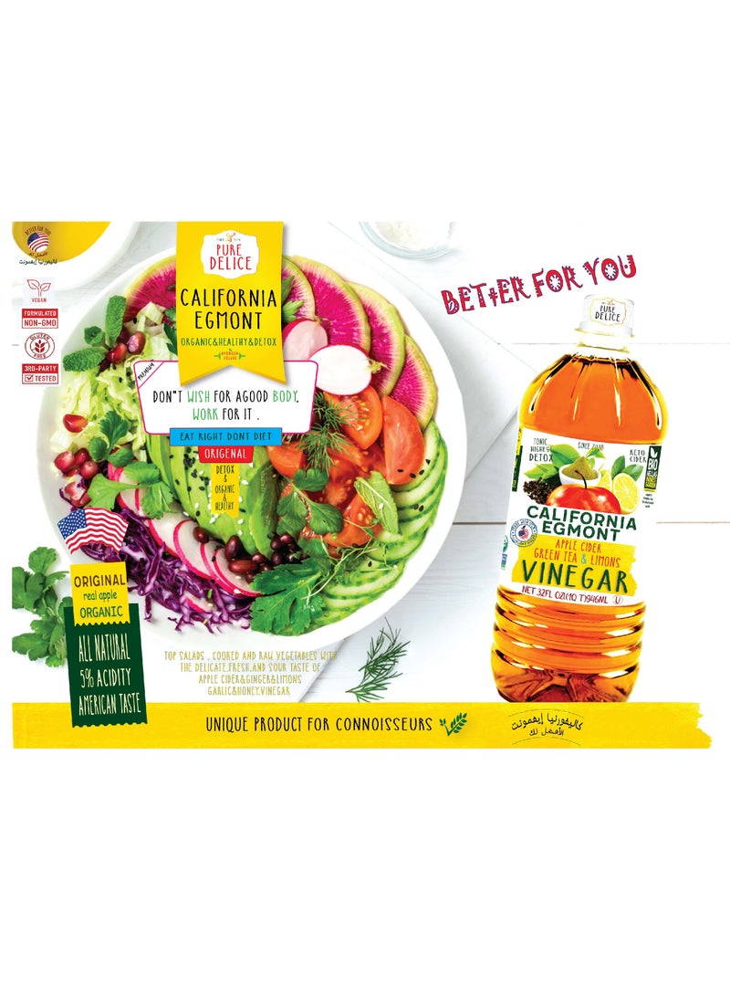 CALIFORNIA EGMONT Apple cider vinegar, lemon and green tea Organic brew 946 ml - Image 3