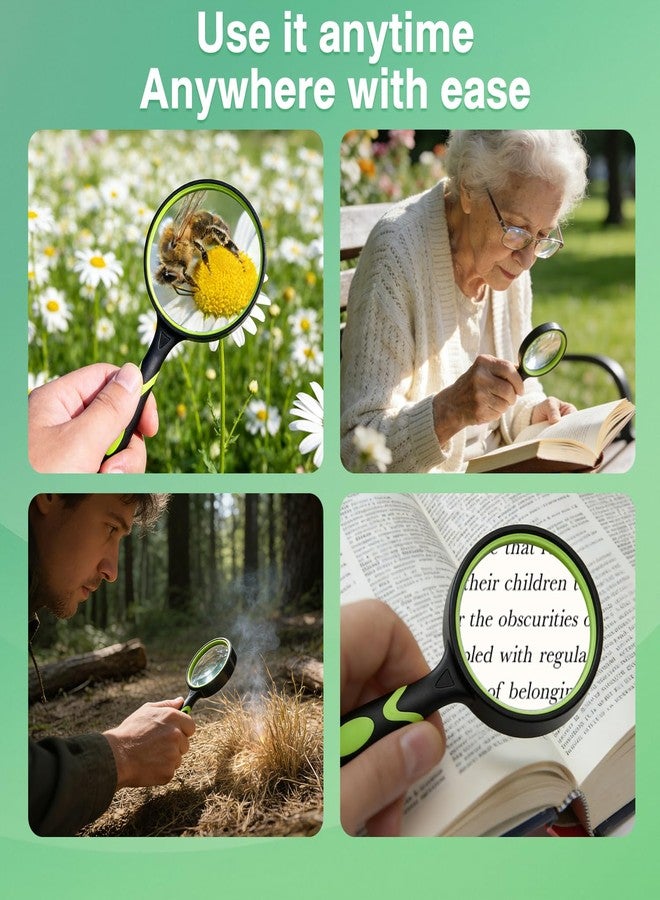 NebulaFlicker 10X Handheld Magnifying Glass,Rubber Reading Magnifier for Seniors, Suitable for Detailed Hobbies and Close Work (1 Pack 50mm, 1 Pack 65mm) - Image 2