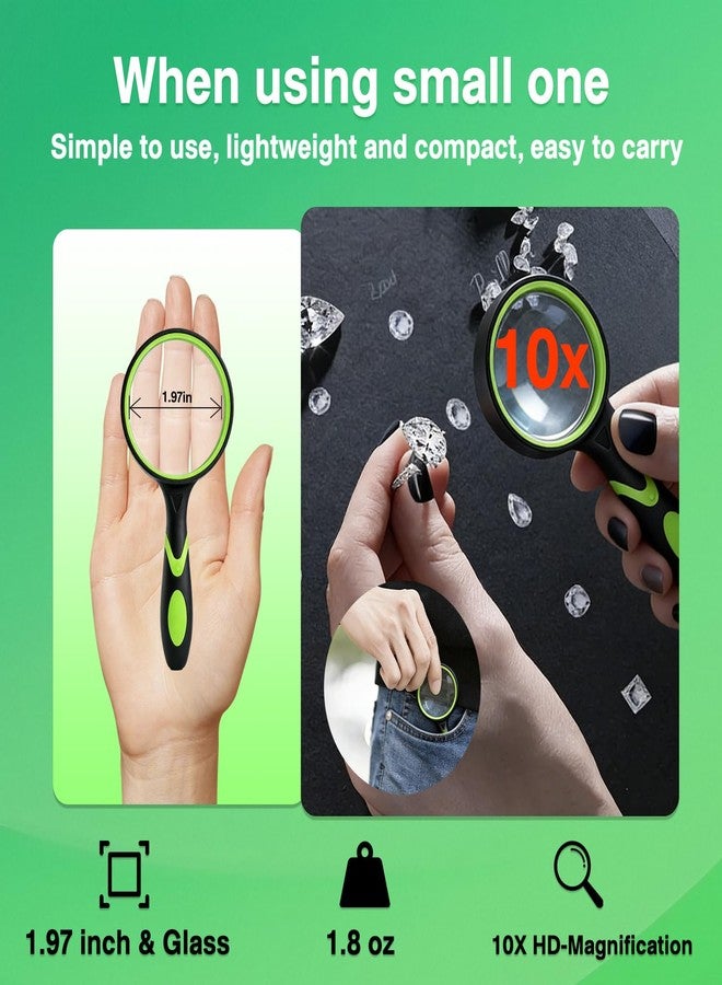 NebulaFlicker 10X Handheld Magnifying Glass,Rubber Reading Magnifier for Seniors, Suitable for Detailed Hobbies and Close Work (1 Pack 50mm, 1 Pack 65mm) - Image 3