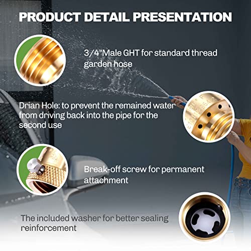 Litorange 2 Pack Brass 3/4" Inch GHT Hose Bibb Connector Backflow Preventer Vacuum Breaker - Image 4