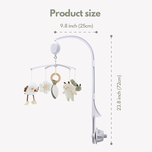 COTTONBEBE Crib Mobile 35 Lullaby Music, Cotton Baby Mobiles for Cribs & Pack N Play, Easy to Install, Stuffed Animals Hanging Toys Newborn Boys & Girls, Caterpillar - Image 4