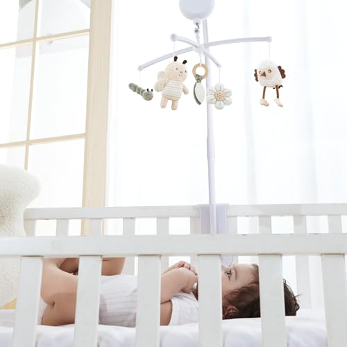 COTTONBEBE Crib Mobile 35 Lullaby Music, Cotton Baby Mobiles for Cribs & Pack N Play, Easy to Install, Stuffed Animals Hanging Toys Newborn Boys & Girls, Caterpillar - Image 2