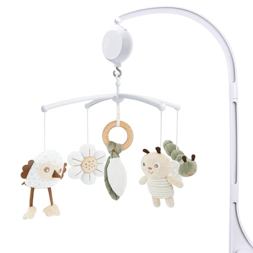 COTTONBEBE Crib Mobile 35 Lullaby Music, Cotton Baby Mobiles for Cribs & Pack N Play, Easy to Install, Stuffed Animals Hanging Toys Newborn Boys & Girls, Caterpillar - Image 1