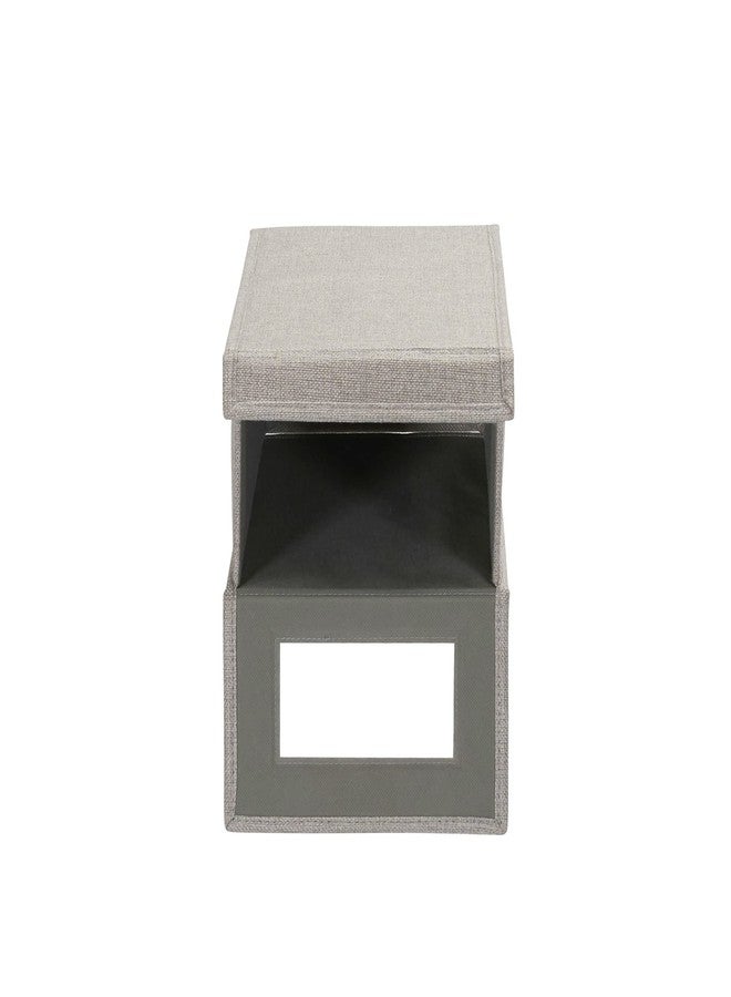 Household Essentials Small Drop Front Shoe Box 2 Pack, Shoe Organizer with Clear Front Panel, Sturdy with Soft Poly-Blended Linen, Gray - Image 5