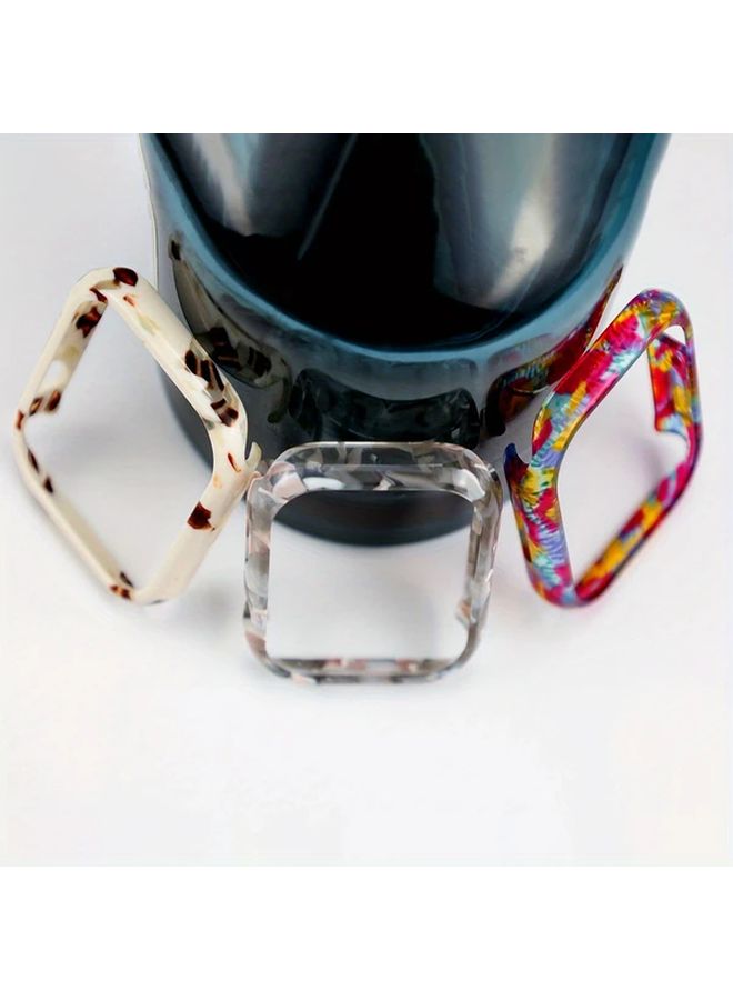 45mm Black Flower Marbled Pattern Hollow Out Resin Protective Case for Apple Watch Scratch Resistant Cover with Non Slip Grip and Transparent Edges - Image 4
