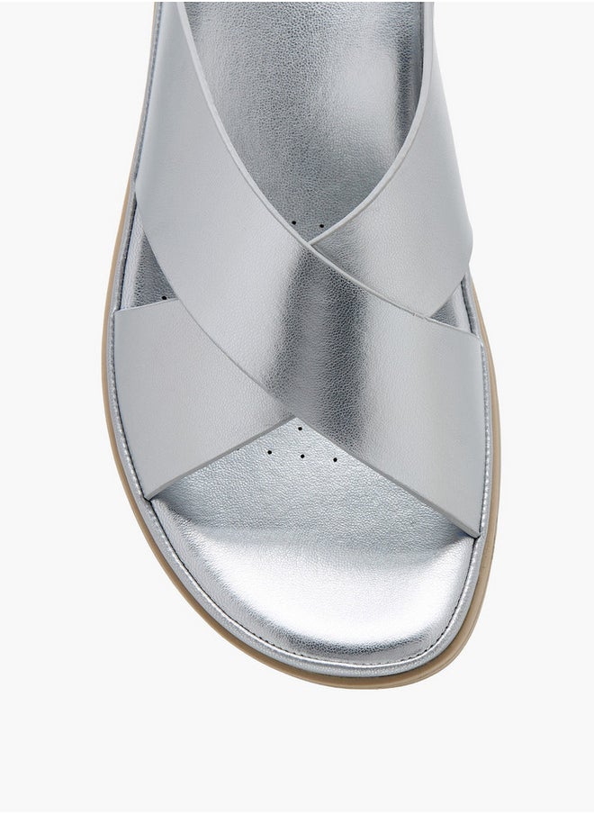 Le Confort - Women's Solid Slip-On Cross Strap Sandals - Image 1