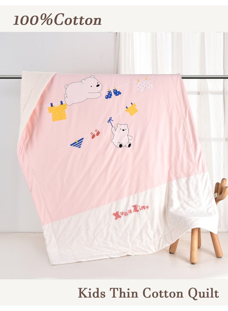 Kids Quilt, Pure Cotton Baby ThinBlanket, Four Seasons All Year AirConditioning Quilt, Pure Cotton FillingWashable Baby Cover Blanket,120x150cm Toddler Thin Quilt - Image 1