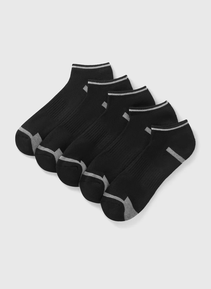 Matalan 5 Pack Black Athletic Trainer Socks