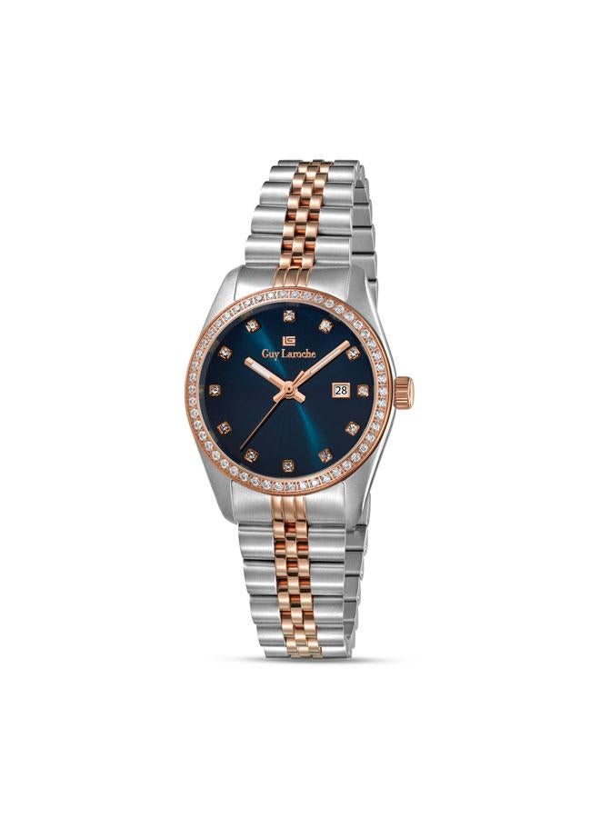 Guy Laroche Rosalie Blue Dial Silver-Rose Gold Metal Bracelet Analog Watch for Women 30mm - Image 1