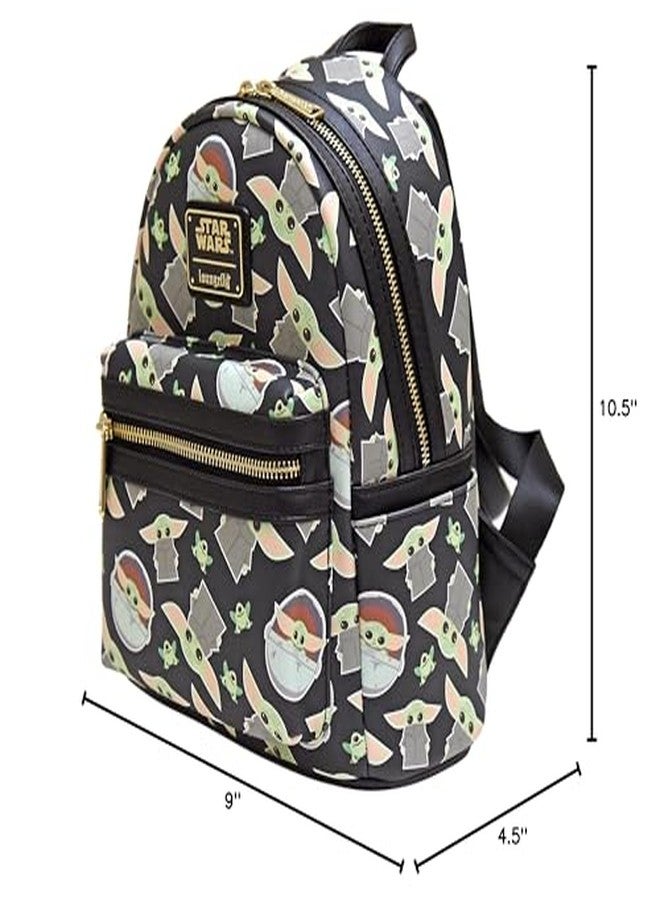 Loungefly حقيبة كتف مزدوجة للنساء من لوانجفلاي ستار وورز بيبي يودا بطبعة شاملة - Image 4