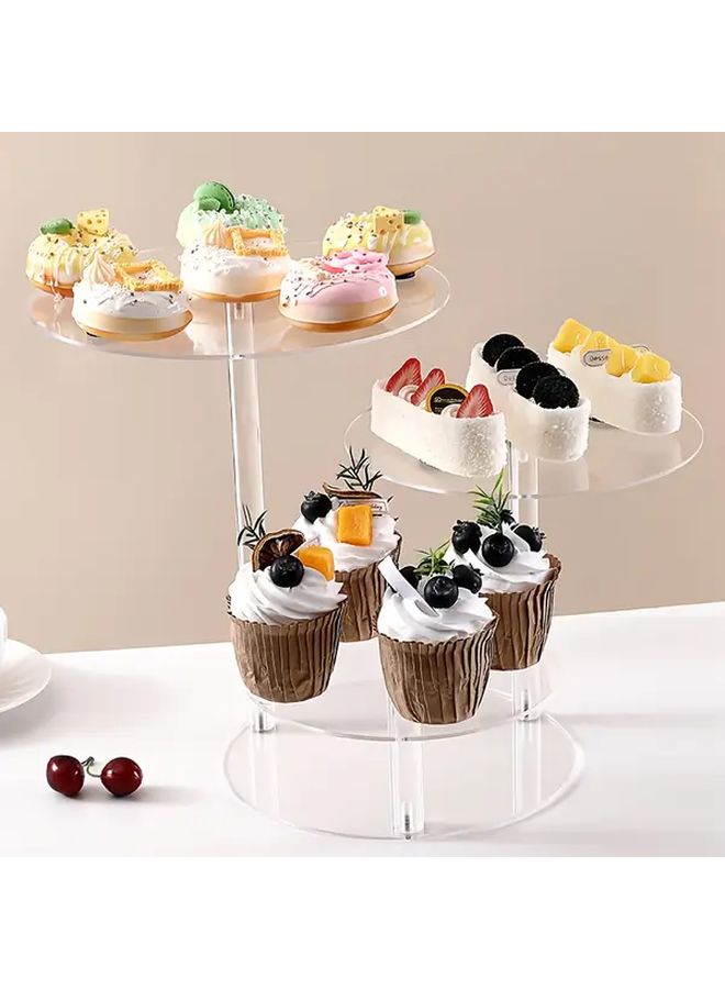 Transparent 4 Tier Acrylic Cupcake Stand Round Dessert Display For Birthday Wedding Holiday - Image 1
