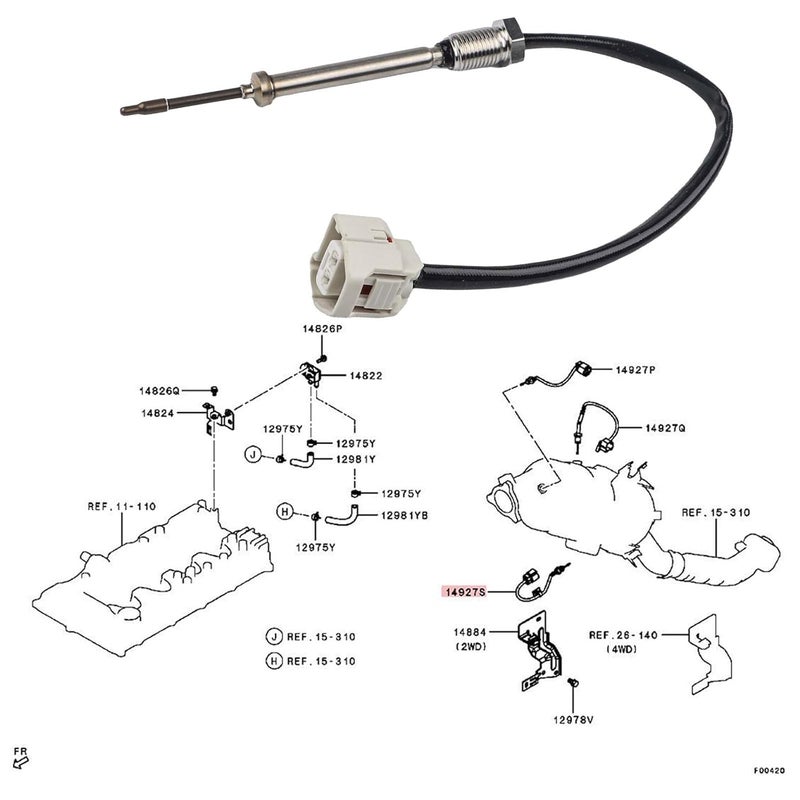 Exhaust Temperature Sensor for Mitsubishi L200 KK1T KK2T KL1T KL2T KR1W KS1W (2015–Present), Direct Replacement OEM 1587A092, Plug and Play Automotive Sensor - Image 5