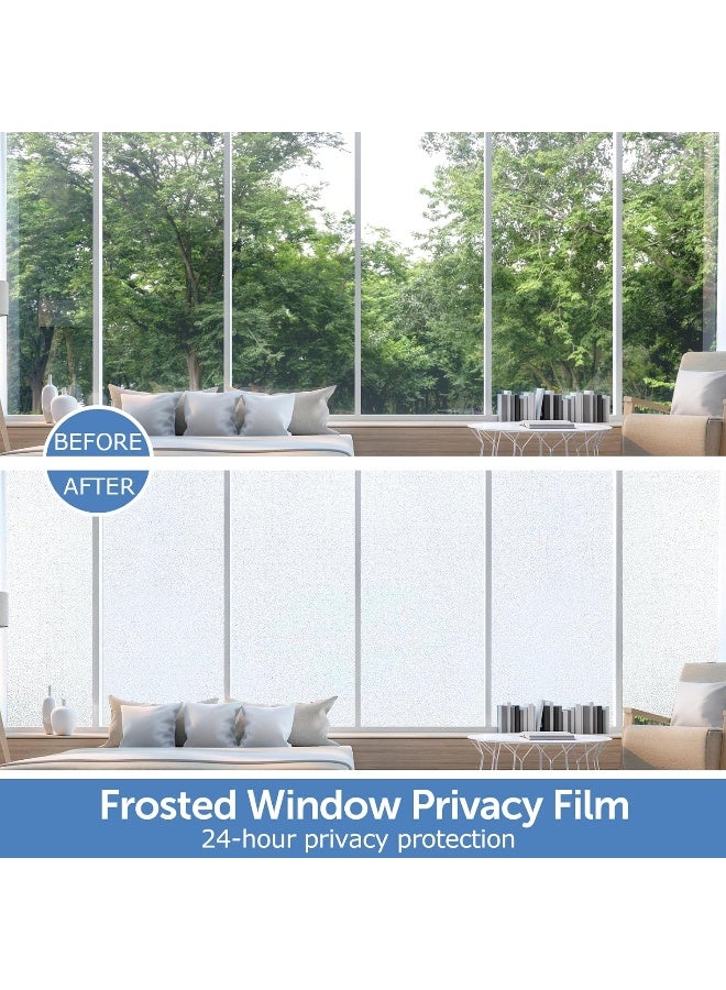 HIDBEA Frosted Window Privacy Film - Non Adhesive Static Cling Glass Stickers Sun UV Blocking Heat Control Door Covering Decals for Home Office(35.4 x 78.7 Inch) - Image 2