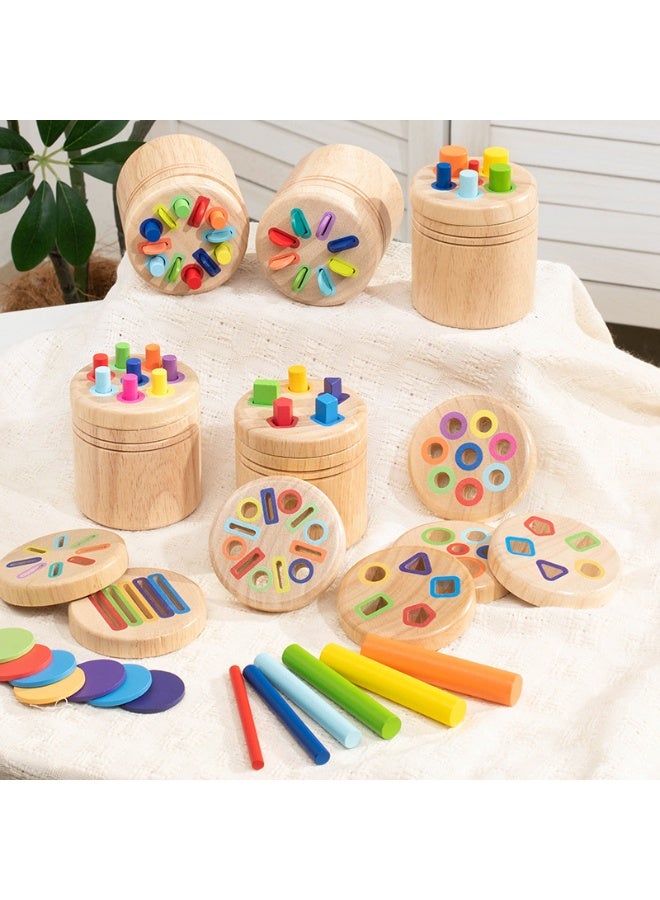 NOORIX Montessori Color Sorting Bucket Toy, Wooden Shape Matching Learning Toy, Early Educational Wooden Toy for Kids Ages 3–6 - Image 4