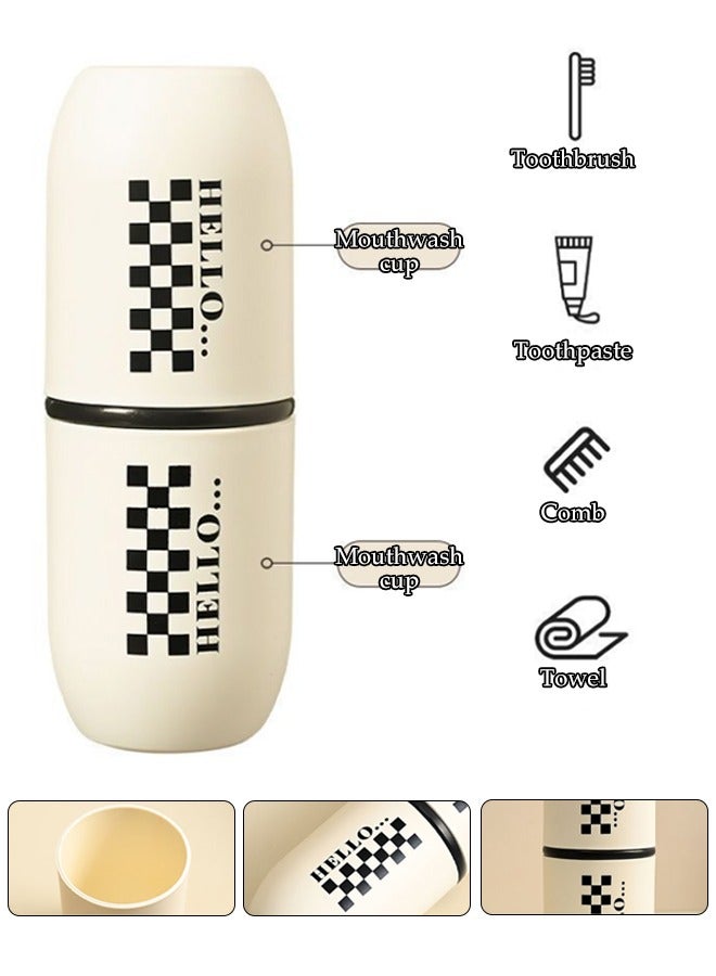 DUNISO حافظة فرشاة الأسنان للسفر، كوب فرشاة أسنان محمول متعدد الوظائف، حامل فرشاة أسنان، تصميم كوب مقسم، مناسب للتخييم، السفر، المنزل، المدرسة، الأعمال، الحمام - Image 1