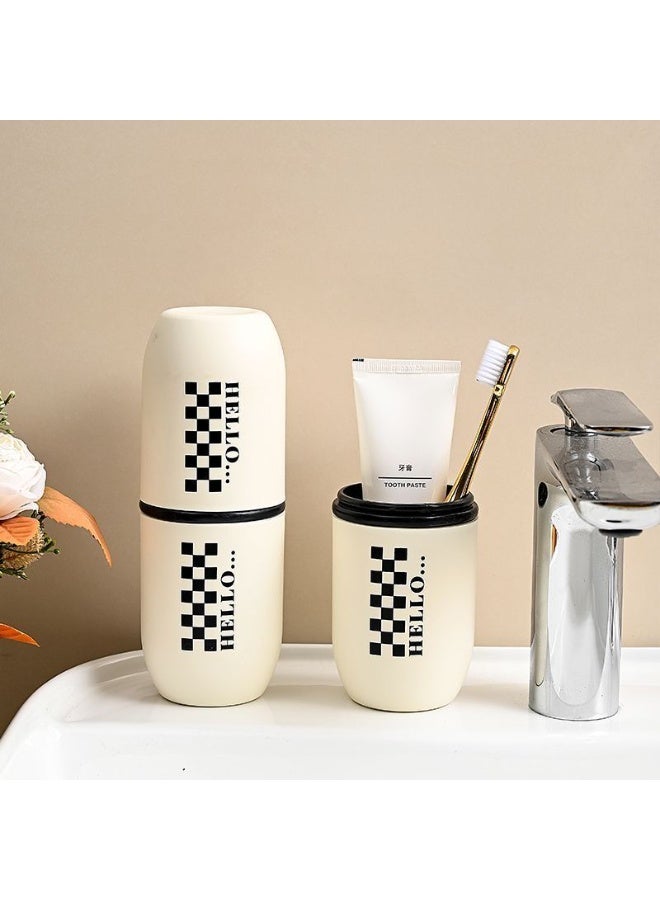 DUNISO حافظة فرشاة الأسنان للسفر، كوب فرشاة أسنان محمول متعدد الوظائف، حامل فرشاة أسنان، تصميم كوب مقسم، مناسب للتخييم، السفر، المنزل، المدرسة، الأعمال، الحمام - Image 2