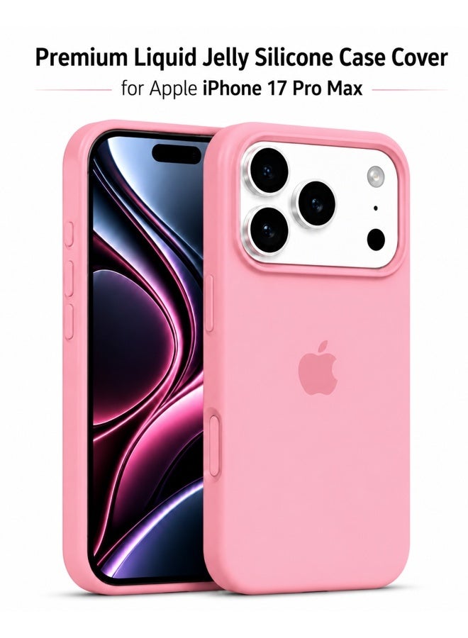 في آر كرييتيف غطاء حماية من السيليكون السائل لهاتف Apple iPhone 17 Pro Max مع بطانة من الألياف الدقيقة، غطاء خلفي رفيع من TPU الناعم المقاوم للصدمات - وردي - Image 1