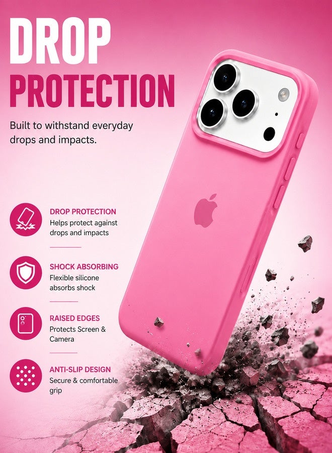 في آر كرييتيف غطاء حماية من السيليكون السائل لهاتف Apple iPhone 17 Pro Max مع بطانة من الألياف الدقيقة، غطاء خلفي رفيع من TPU الناعم المقاوم للصدمات - وردي - Image 5