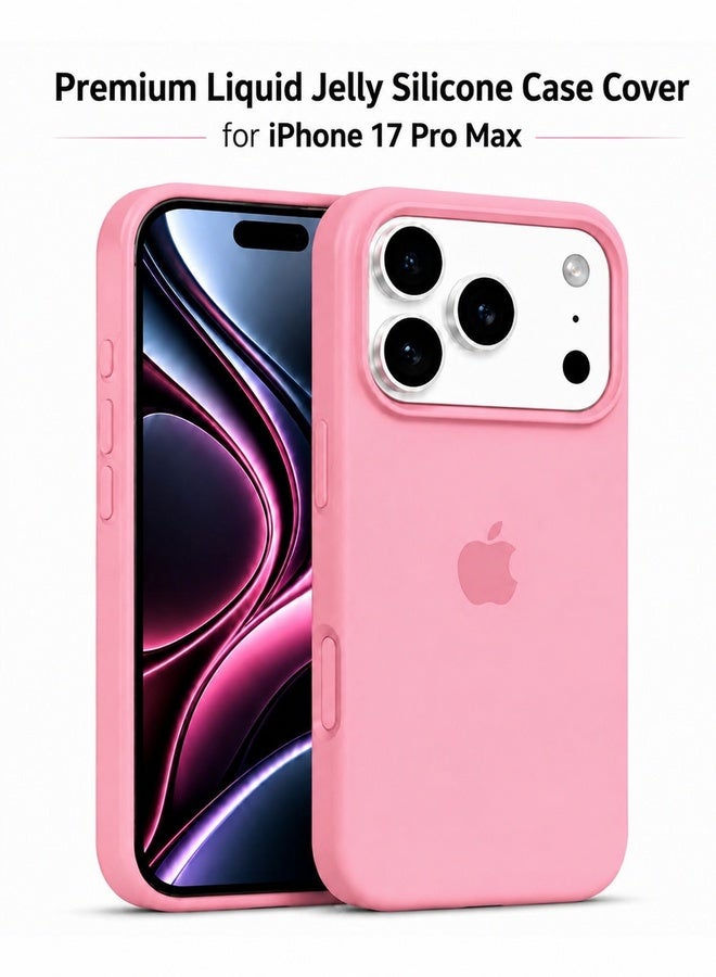 في آر كرييتيف غطاء حماية من السيليكون السائل لهاتف Apple iPhone 17 Pro Max مع بطانة من الألياف الدقيقة، غطاء خلفي رفيع من TPU الناعم المقاوم للصدمات - وردي - Image 1
