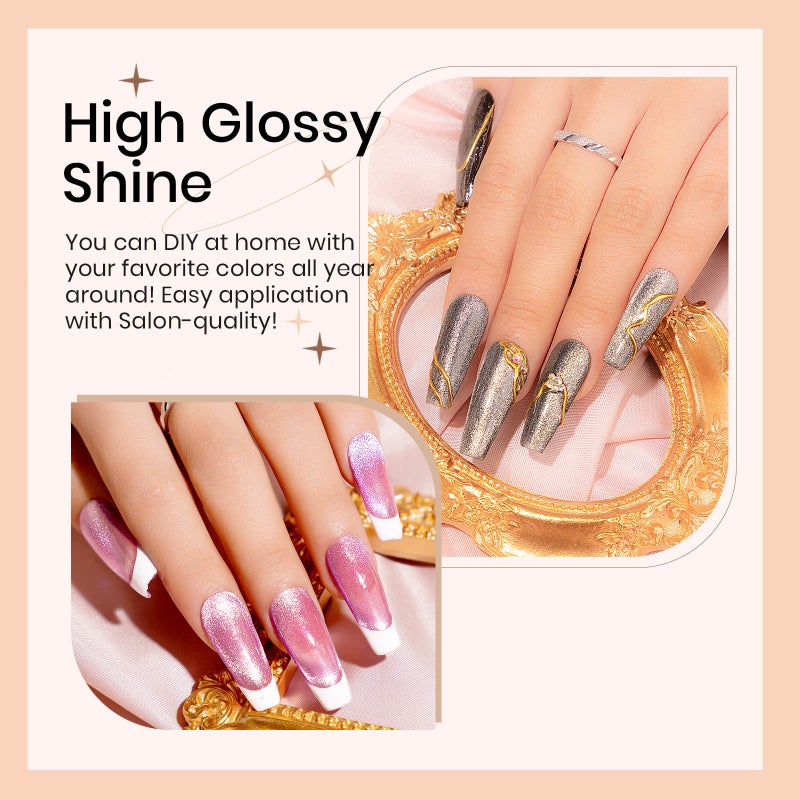 SUPWEE Magnetic Cat Eye Nail Polish Set, 12 Colors, 9D Cateye Nail Polish, Holographic Glitter, Magnetic Gel Polish, Soak Off Lamp, Gel Nail Art Manicure Kit - Image 5