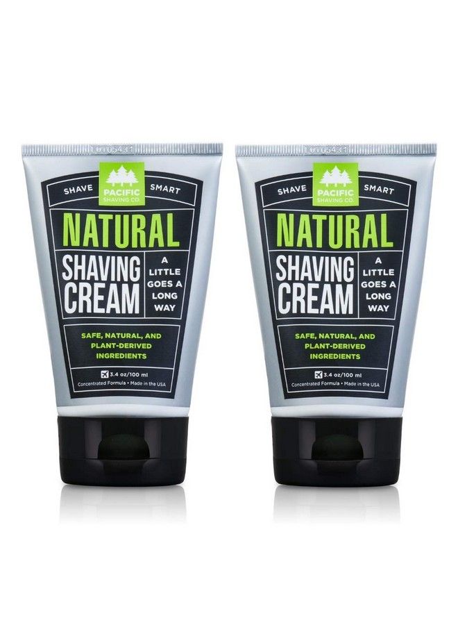 pacific shaving company Natural Shaving Cream Safe Natural And Plantderived Ingredients For A Smooth Shave Softer Skin Less Irritation Cruelty Free Tsa Friendly Made In Usa 3.4 Oz (2Pack) - Image 1