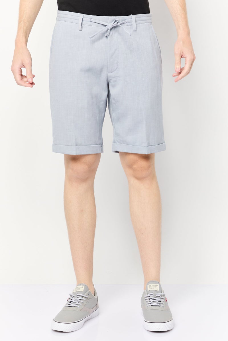 Celio Men Textured Basic Shorts, Light Grey - Image 1