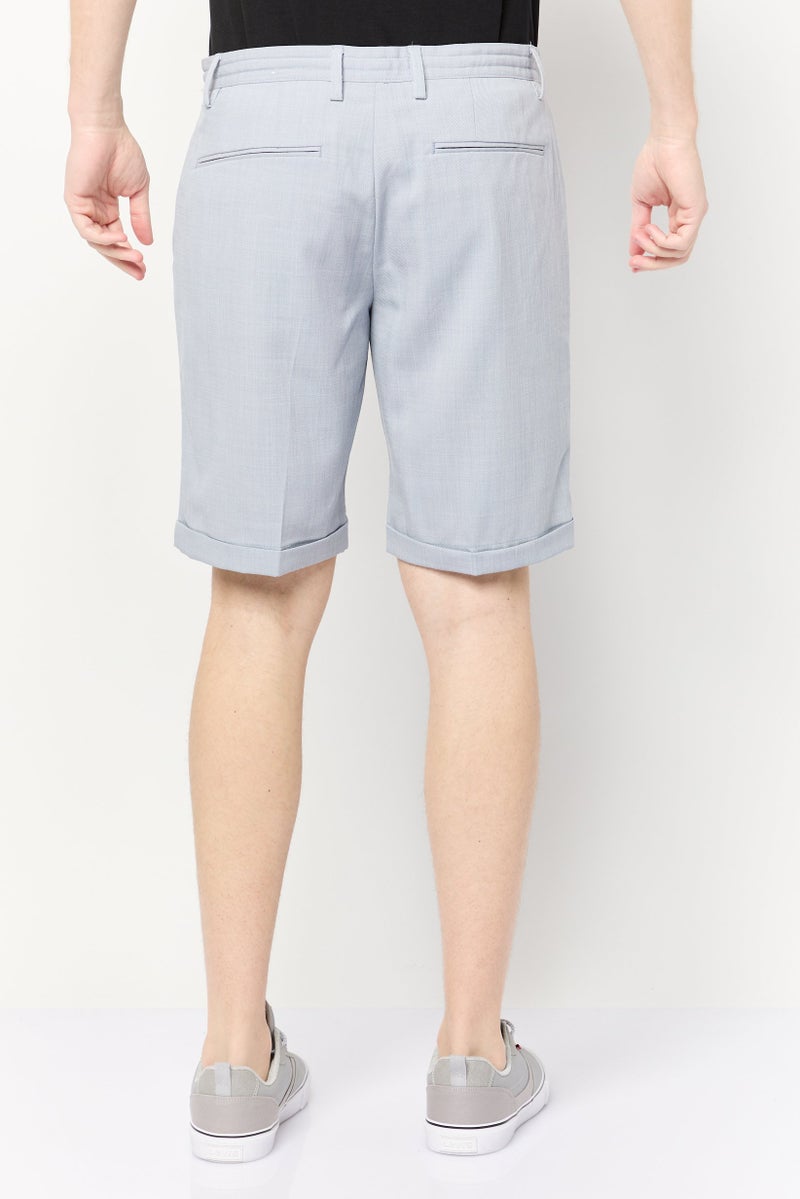 Celio Men Textured Basic Shorts, Light Grey - Image 4