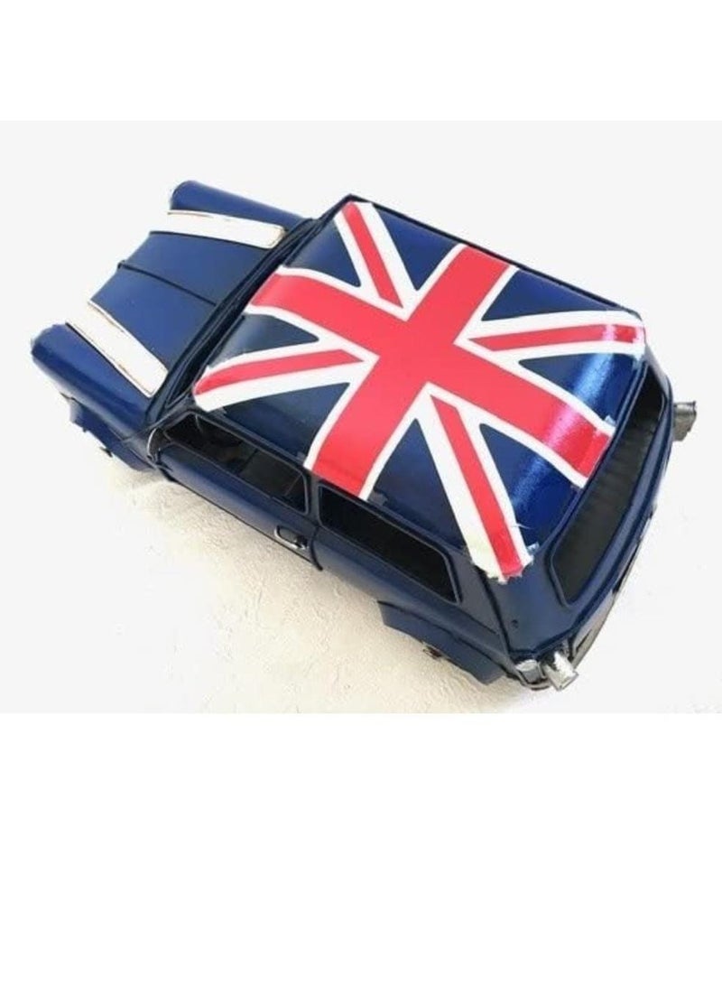 Vintage British Flag Car Model - Retro Classic Mini Cooper Inspired Home Decor, Old Fashioned Union Jack Collectible, Perfect for Living Room, Office, and Gift - Image 2