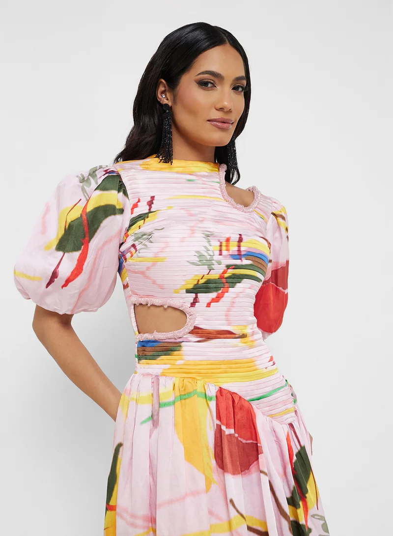 Threadz by Ajooni Abstract Print Midi Dress