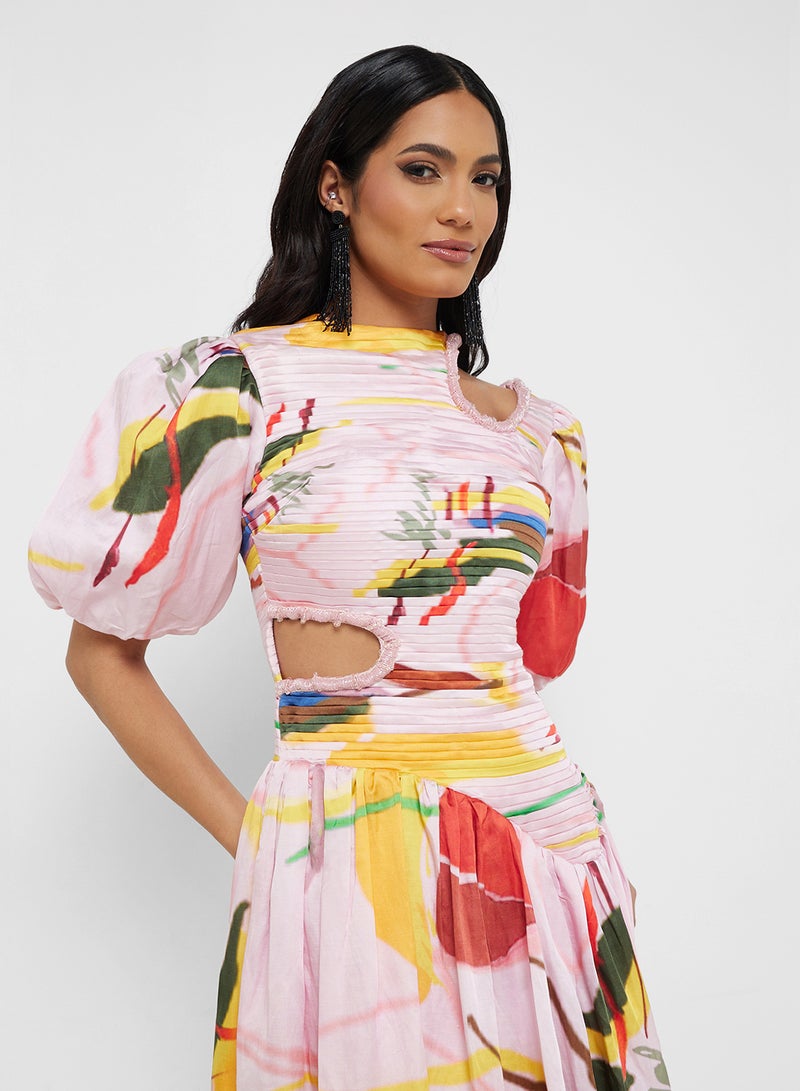 ثريدز باي اجوني فستان ميدي بطبعة تجريدية - Image 3