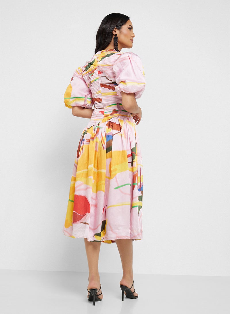 ثريدز باي اجوني فستان ميدي بطبعة تجريدية - Image 2