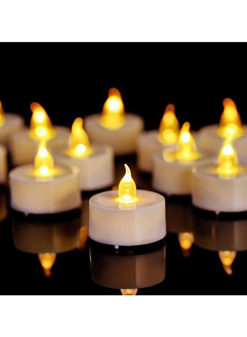 ELTRAZONE 48-Piece Battery Operated LED Tea Light Candle Set with Long Head, Warm White Glow - Realistic Flickering Effect, Safe  Flameless, Ideal for Weddings, Parties, Home Decor, Table Centerpieces  More - Image 4