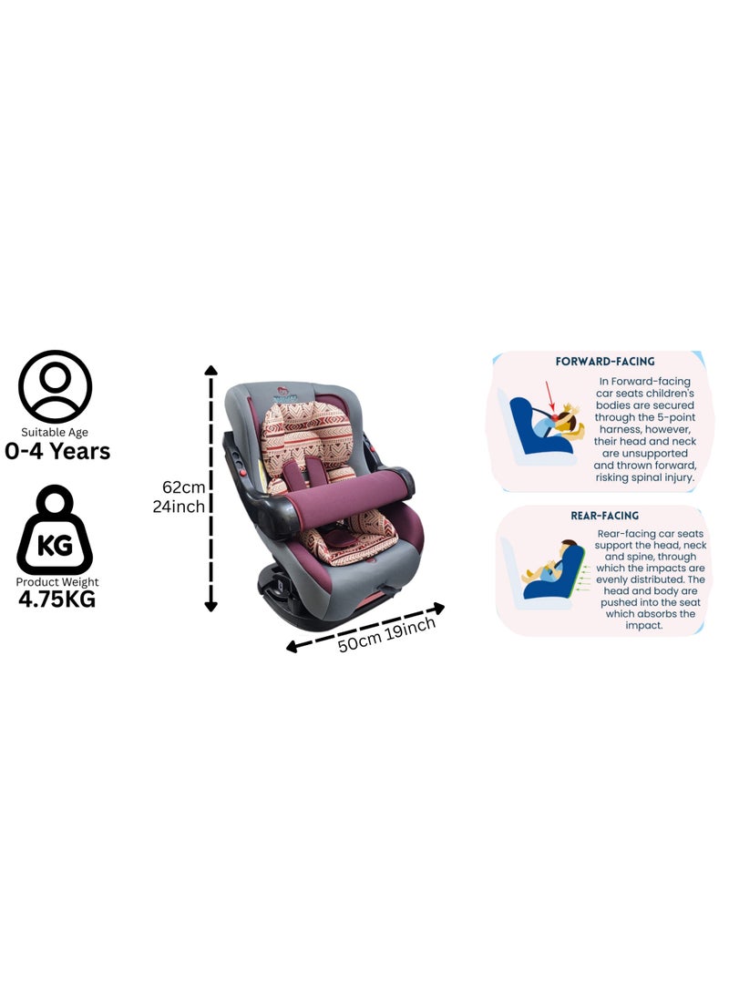 BABYCARA Adjustable Convertible Baby Car Seat | From Birth to 4 Years (Approx.) | Rear & Forward Facing | 4 Reclining Positions | 0–18kg - Image 4