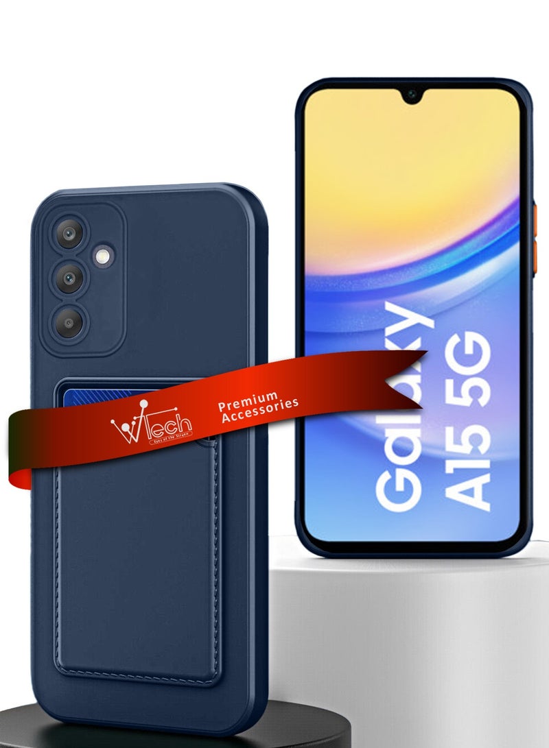 Wtech Silicone TPU With Card Holder Case Cover For Samsung Galaxy A15 4G / 5G 2023 Navy Blue  - Image 1