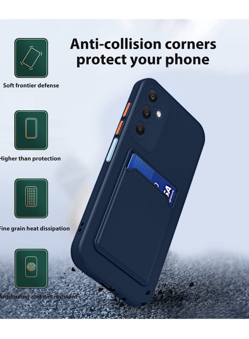 Wtech Silicone TPU With Card Holder Case Cover For Samsung Galaxy A15 4G / 5G 2023 Navy Blue  - Image 5