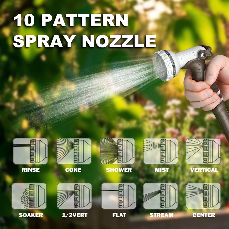 AQUAZILLA Retractable Garden Hose Reel, 5/8 in 65+6 ft, Heavy Duty Wall Mounted Water Hose Reel, Spring Power Automatic Rewind, Any Length Lock, 180Â° Swivel Bracket, 10 Pattern Spray Nozzle - Image 5