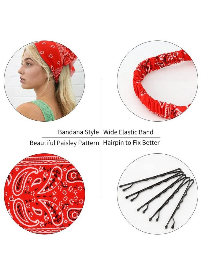 TOBATOBA Hairband, 5 Pcs Bandanas For Women Elastic Headbands, Hair Kerchief Head Scarf, Non Slip Paisley Headbands Hair Accessories For Women Girls - Image 2