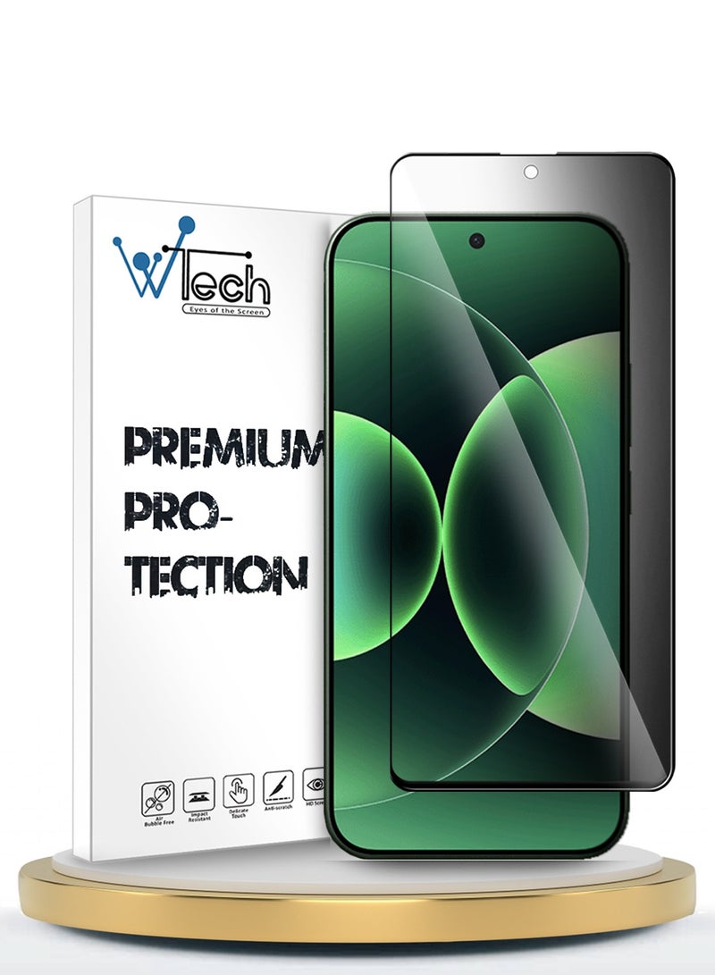 دبليو تيك حامي شاشة زجاجي مقسّى كامل مع غطاء كامل وخاصية الخصوصية لسلسلة Xiaomi 17 Pro 5G 2025 Premium E2E (MSGECP) - شفاف/أسود - Image 1