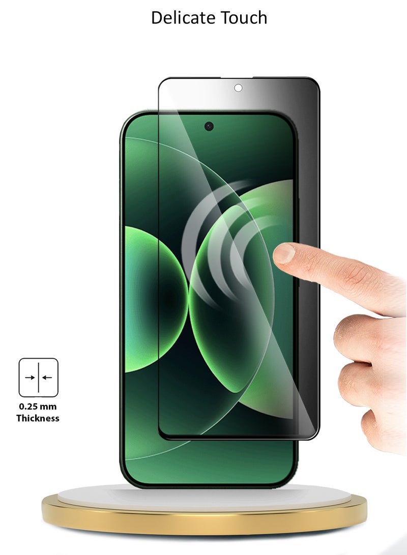 دبليو تيك حامي شاشة زجاجي مقسّى كامل مع غطاء كامل وخاصية الخصوصية لسلسلة Xiaomi 17 Pro 5G 2025 Premium E2E (MSGECP) - شفاف/أسود - Image 4