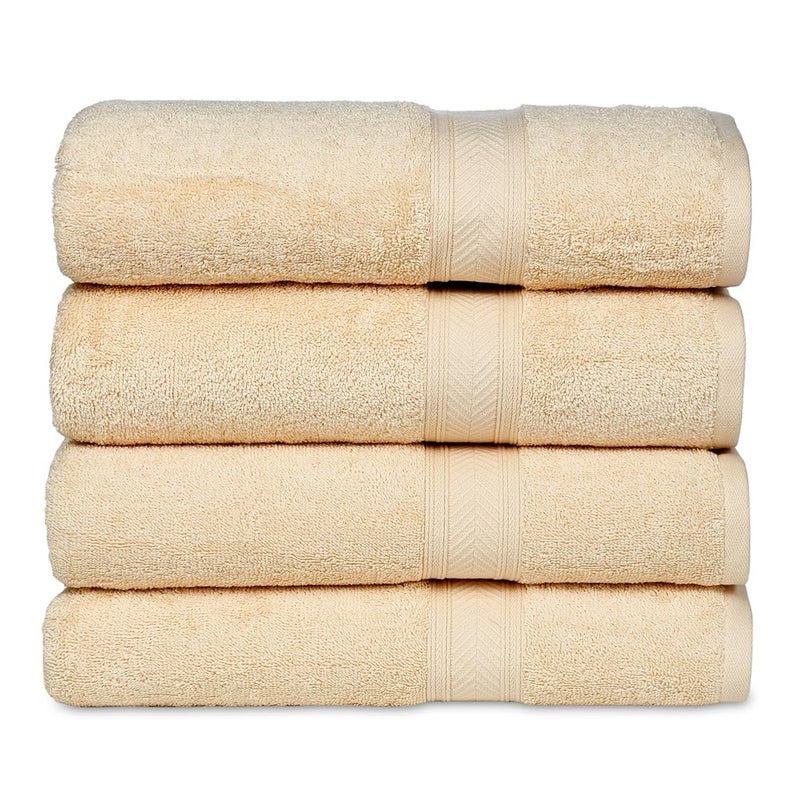 Casa Lino Linen Brown Bath Towels Set of 4 54 x 27 Large Bathroom Towel Set 100 Cotton Towels for Bathroom Highly Absorbent Quick Dry Bath Towel Multipack New Apartment Essentials